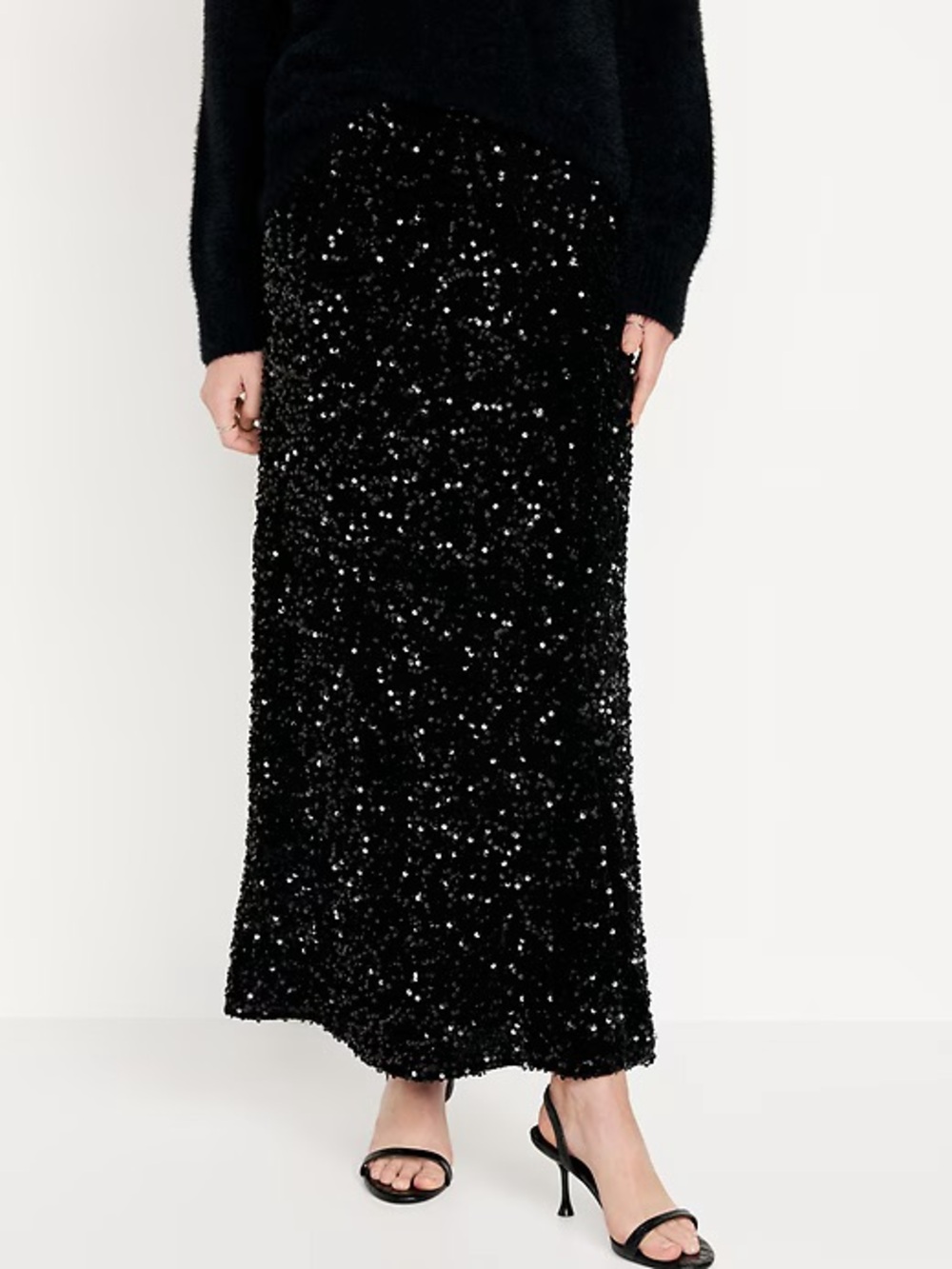 NWT SOLD OUT VIRAL Old Navy Black Sequin A-Line Maxi M